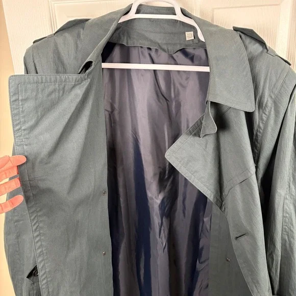 London Fog Men's Double-Breasted Belted Trench Coat 42 REG Green Made in USA